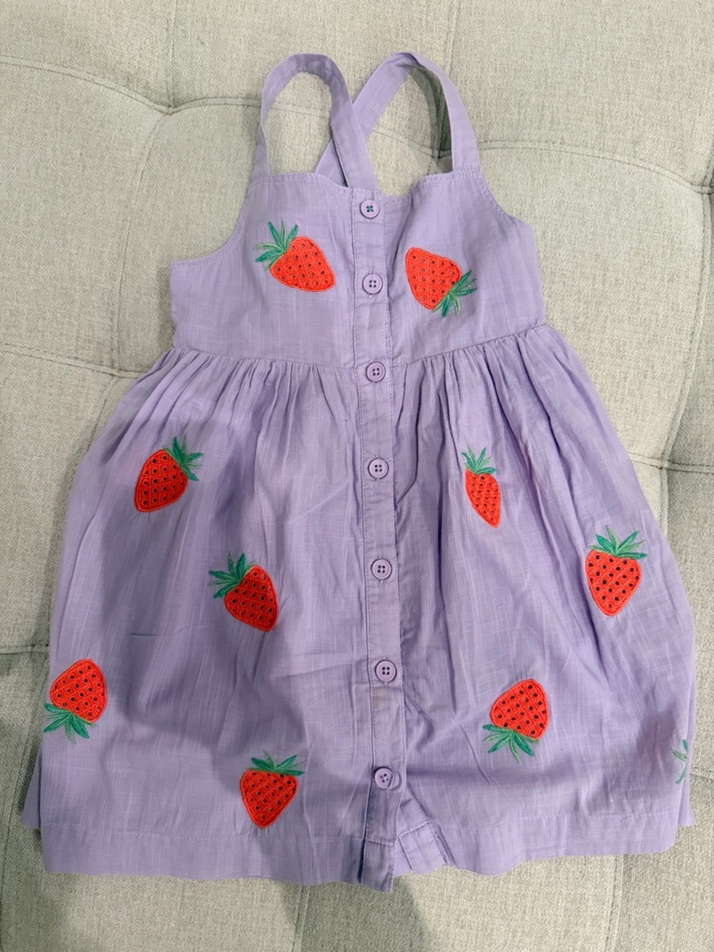 Mini Boden Lilac Strawberry Embroidered Dress